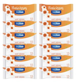 (BUNDLE OF 12) DEEP FRESH FLOWER POCKET WIPES NARCISSUS 15S