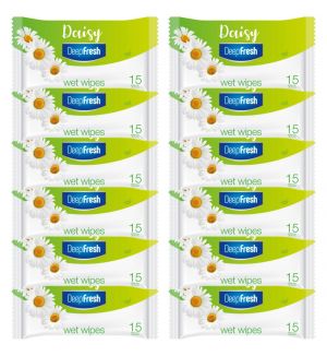 (BUNDLE OF 12) DEEP FRESH FLOWER POCKET WIPES DAISY 15S
