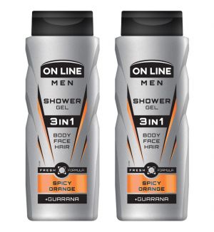 (BUNDLE OF 2) ON LINE MEN SHOWER GEL 3 IN 1 SPICY ORANGE 400ML