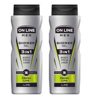 (BUNDLE OF 2) ON LINE MEN SHOWER GEL 3 IN 1 FRESH LIME 400ML