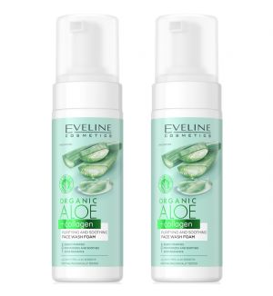 (BUNDLE OF 2) EVELINE ORGANIC ALOE+COLLAGEN PURIFYING & SOOTHING FACE WASH FOAM 150ML