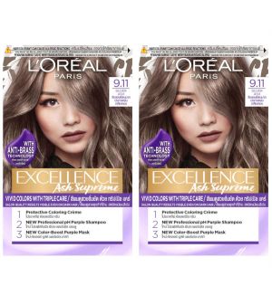 (Bundle of 2) L'Oreal Excellence Ash Supreme 9.11 Silver Ash