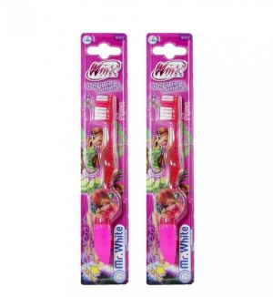 (BUNDLE OF 2) MR WHITE WINX LIGHT UP TIMER TOOTHBRUSH SOFT 3+