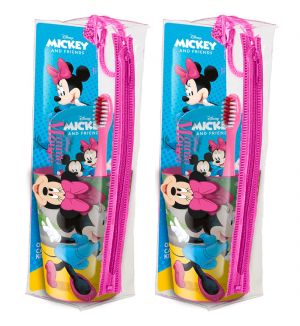 (BUNDLE OF 2) MR WHITE MINNIE TRAVEL KIT TOOTHBRUSH WITH TOOTHPASTE 75ML