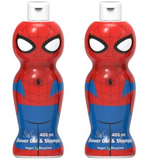 (BUNDLE OF 2) AIR VAL SPIDERMAN 1D SHOWER GEL & SHAMPOO 2 IN 1 400ML