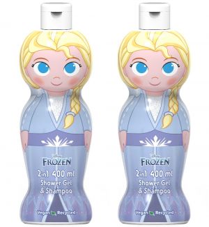 (BUNDLE OF 2) AIR VAL FROZEN ELSA 1D SHOWER GEL & SHAMPOO 2 IN 1 400ML