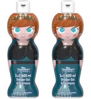 (BUNDLE OF 2) AIR VAL FROZEN ANNA 1D SHOWER GEL & SHAMPOO 2 IN 1 400ML