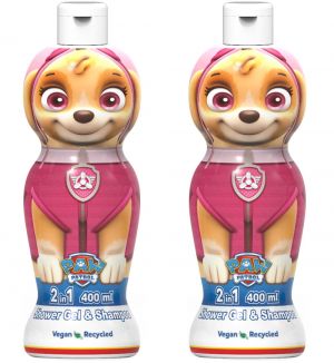 (BUNDLE OF 2) AIR VAL PAW PATROL SKYE 1D SHOWER GEL & SHAMPOO 2 IN 1 400ML