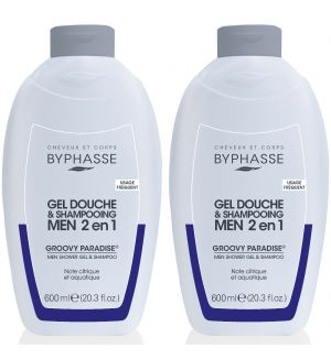 (BUNDLE OF 2) BYPHASSE GROOVY PARADISE MEN 2 IN 1 SHOWER GEL & SHAMPOO 600ML
