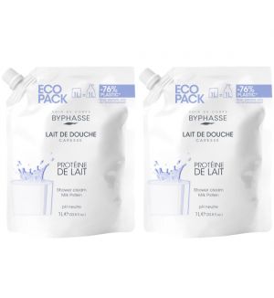 (BUNDLE OF 2) BYPHASSE ECOPACK CARESSE SHOWER CREAM MILK PROTEIN 1L