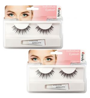 (BUNDLE OF 2) TRENDY STRIP LASHES WITH EYELASH ADHESIVE 1G #65