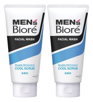 (BUNDLE OF 2) BIORE MEN'S DOUBLE OIL CONTROL COOL SCRUB 130G 