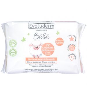 EVOLUDERM BABY WIPES (72S)