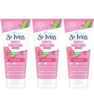 (BUNDLE OF 3) ST. IVES GENTLE SMOOTHING SCRUB ROSE WATER & ALOE VERA 6OZ 170G