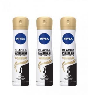 (BUNDLE OF 3) NIVEA DEODORANT SPRAY BLACK & WHITE INVISIBLE SILKY SMOOTH 150ML