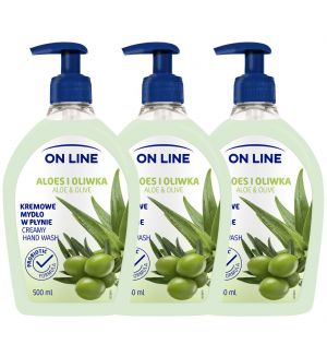 (BUNDLE OF 3) ON LINE CREAMY HAND WASH ALOE & OLIVE 500ML