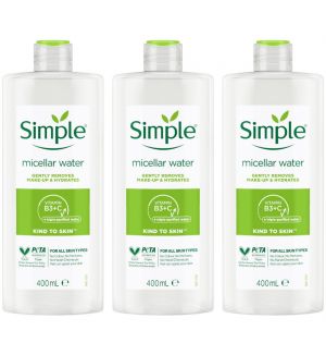 (BUNDLE OF 3) SIMPLE KIND TO SKIN MICELLAR WATER 400ML