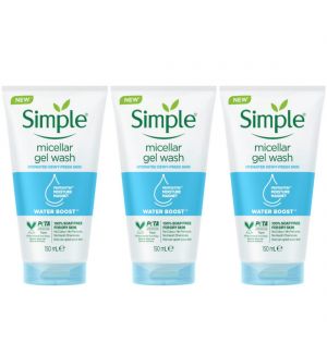 (BUNDLE OF 3) SIMPLE WATER BOOST MICELLAR FACIAL GEL WASH 150ML