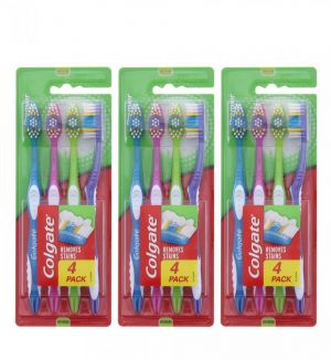 (BUNDLE OF 3) COLGATE TOOTHBRUSH PREMIER CLEAN 4PACK (MEDIUM)