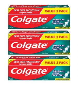 (BUNDLE OF 3) COLGATE MAXIMUM CAVITY PROTECTION FRESH COOL MINT TOOTHPASTE 2X225G