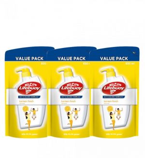 (BUNDLE OF 3) LIFEBUOY BODY WASH REFILL - LEMON FRESH 850ML