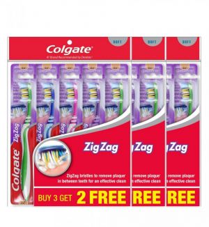 (BUNDLE OF 3) COLGATE ZIG ZAG TOOTHBRUSH 5'S SOFT