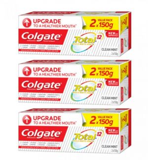 (BUNDLE OF 3) COLGATE TOTAL 12 CLEAN MINT TOOTHPASTE 2 X 150G