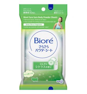 BIORE SARA SARA BODY POWDER SHEETS ZESTY CITRUS 10'S