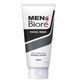 BIORE MEN'S DOUBLE SCRUB WITH BLACK & WHITE BEADS 130G