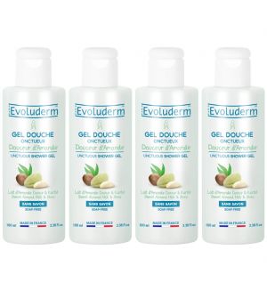 (BUNDLE OF 4) EVOLUDERM UNCTUOUS SHOWER GEL SWEET ALMOND MILK & SHEA 100ML