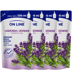 (BUNDLE OF 4) ON LINE CREAMY HAND WASH LAVENDER & SILK REFILL 500ML