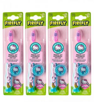 (BUNDLE OF 4) FIREFLY HELLO KITTY TOOTHBRUSH & CAP