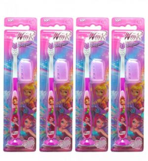 (BUNDLE OF 4) MR WHITE WINX TOOTHBRUSH WITH SUCTION & COVER