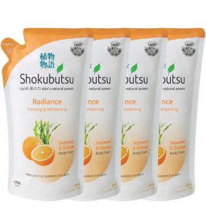 (BUNDLE OF 4) SHOKUBUTSU RADIANCE BODY FOAM REFILL 600ML FIRMING & WHITENING