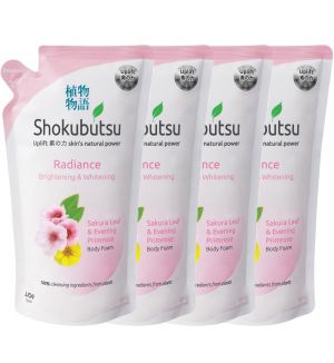 (BUNDLE OF 4) SHOKUBUTSU RADIANCE BODY FOAM REFILL 600ML BRIGHTENING & WHITENING