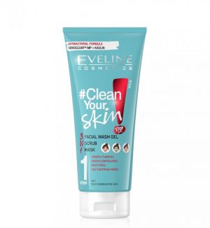 EVELINE CLEAN YOUR SKIN 3 IN 1 FACIAL WASH GEL + SCRUB + MASK 200ML