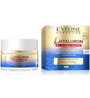 EVELINE BIOHYALURON 3X RETINOL SYSTEM ULTRA-MOISTURIZING CREAM-FILLER 40+ 50ML