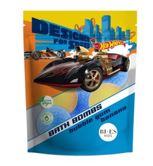 BI-ES HOT WHEELS BATH BOMBS BUBBLE GUM  AND BANANA 6x55G