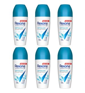 (BUNDLE OF 6) REXONA DEODORANT ROLL ON COTTON DRY FOR WOMEN 45ML