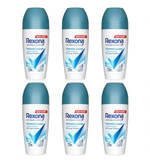 (BUNDLE OF 6) REXONA DEODORANT ROLL ON SHOWER CLEAN FOR WOMEN 45ML