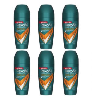 (BUNDLE OF 6) REXONA DEODORANT ROLL ON ADVENTURE FOR MEN 45ML