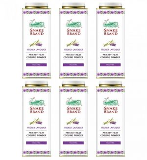 (BUNDLE OF 6) ST LUKES SNAKE BRAND PRICKLY HEAT POWDER 280G (RELAXING LAVENDER)