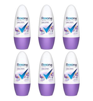 (BUNDLE OF 6) REXONA DEODORANT ROLL ON FREE SPIRIT FOR WOMEN 45ML