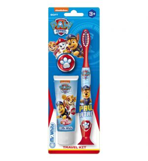 MR WHITE PAW PATROL TRAVEL KIT TOOTHBRUSH WITH TOOTHPASTE 25ML