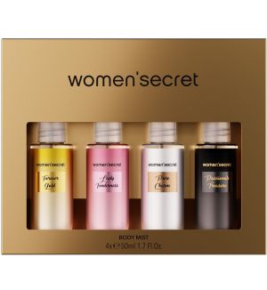 WOMEN SECRET BODY MIST COFFRET METALLIC 4 x 50ML