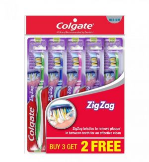 COLGATE ZIG ZAG TOOTHBRUSH 5'S MEDIUM